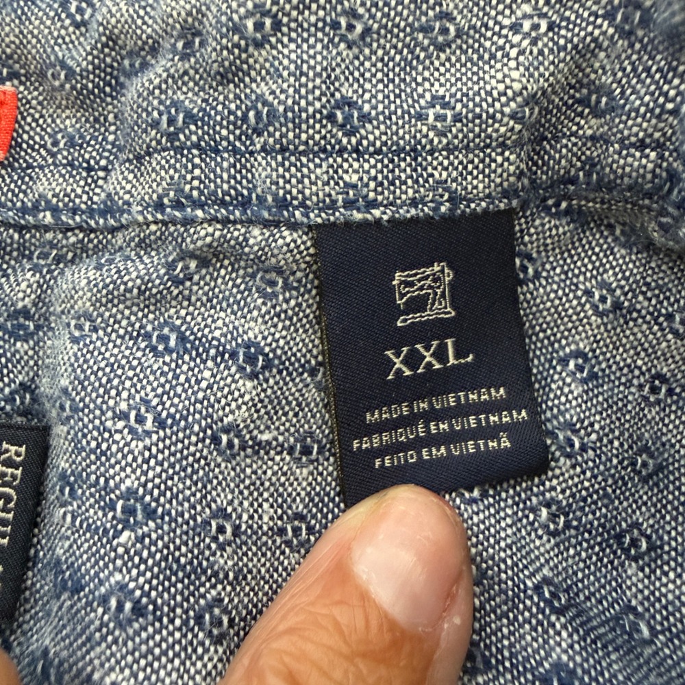 Scotch & Soda Mens XXL Linen Blue Micro Print Short Sleeve Button Down Shirt - Picture 8 of 12